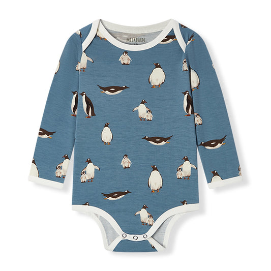 Milkbarn Penguin Luxe Stretch Long Sleeve One Piece
