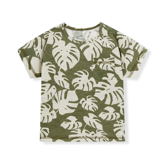 Milkbarn Island Leaf Silhouette Slub Cotton Pocket Tee