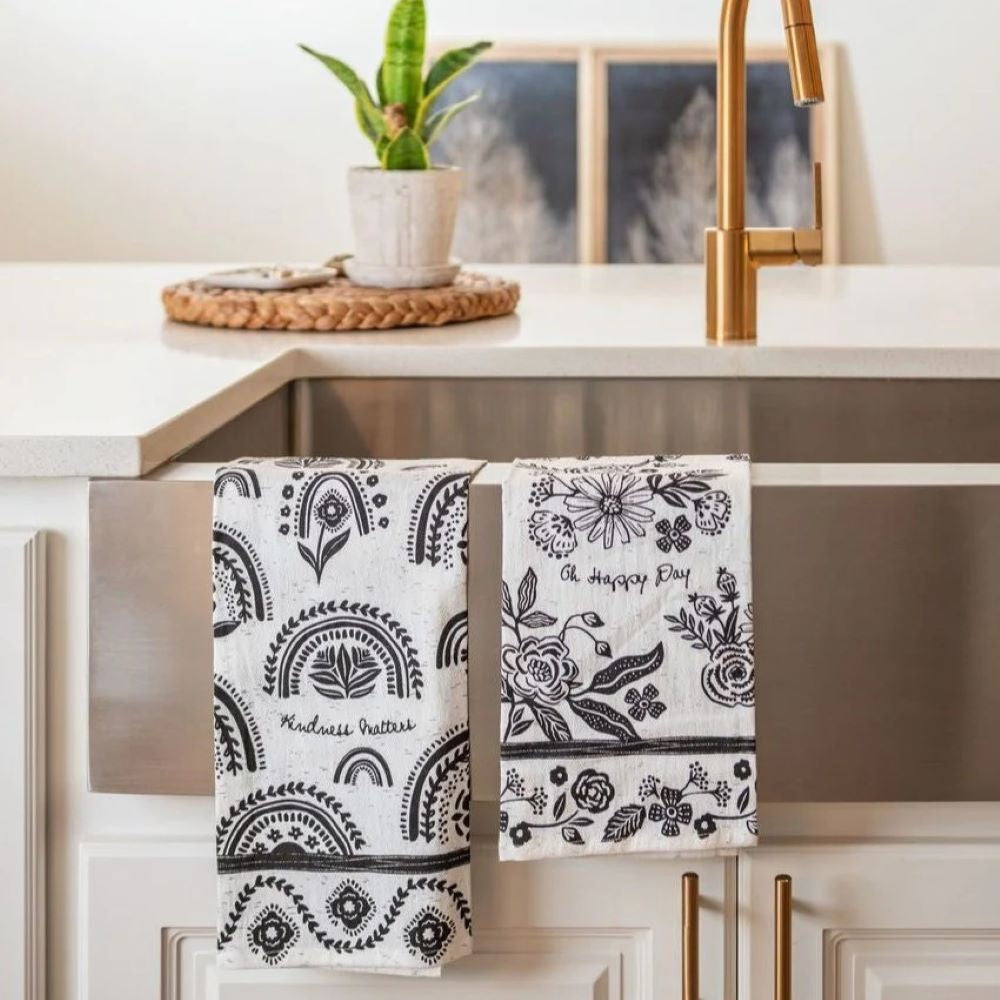 Black & White Boho Tea Towel
