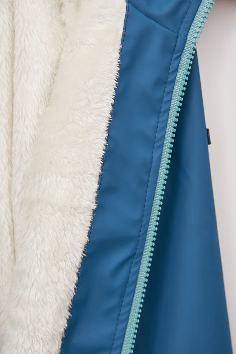 Batela Marine Blue Kids Raincoat with Sheepskin Lining