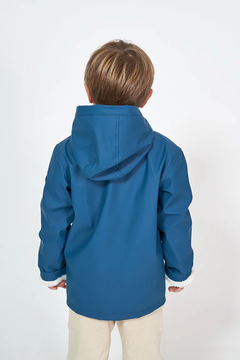 Batela Marine Blue Kids Raincoat with Sheepskin Lining