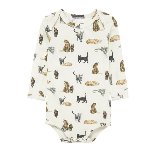 Milkbarn Cat Cotton Stretch Long Sleeve One Piece