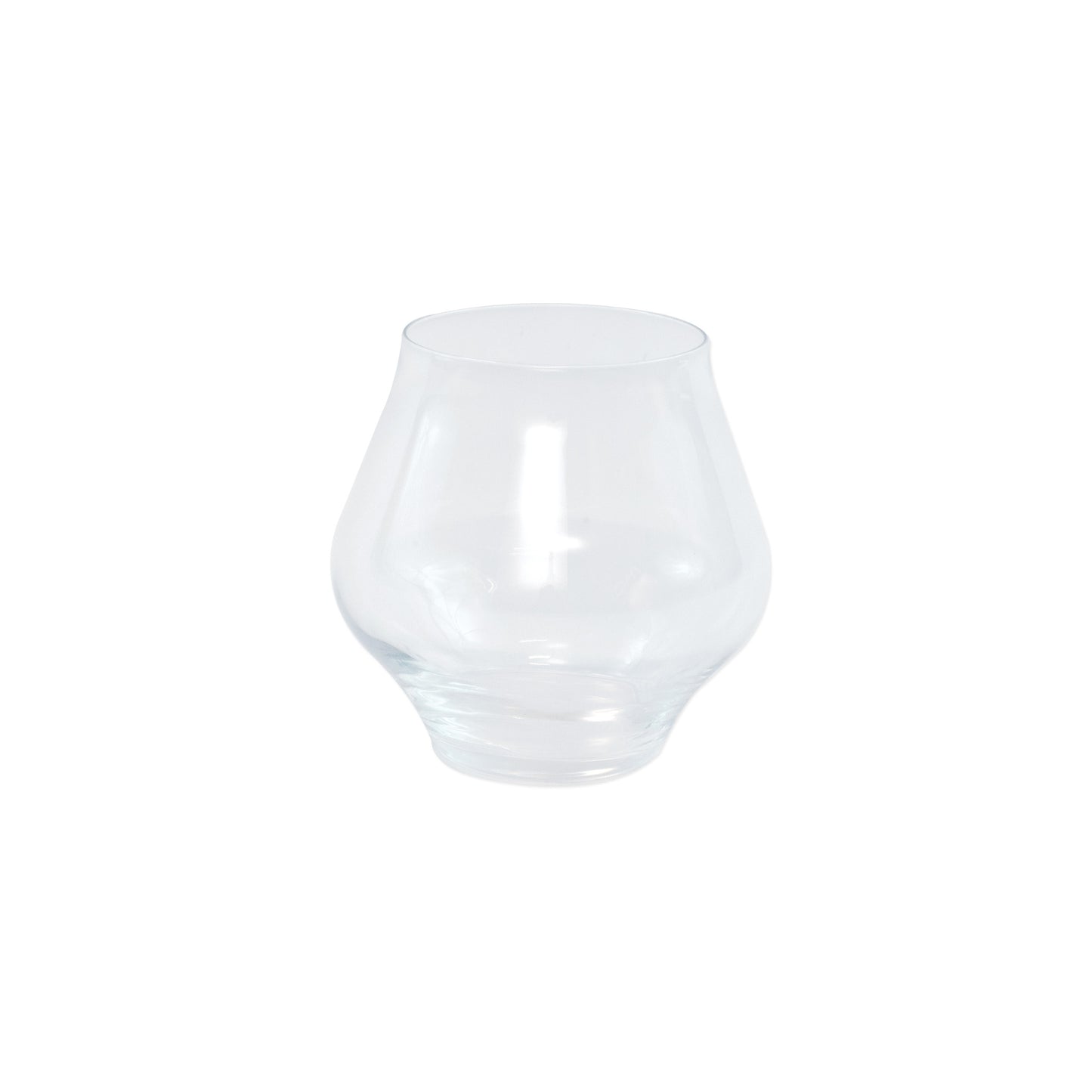 Clear stemless wine glass