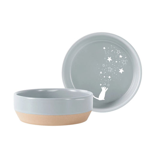 Celestial Cat Small Stoneware Pet Bowl