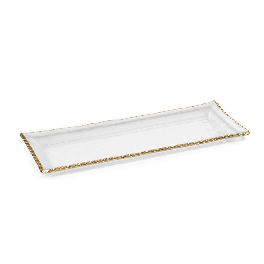 Cassiel Rectangular Tray with Jagged Gold Rim