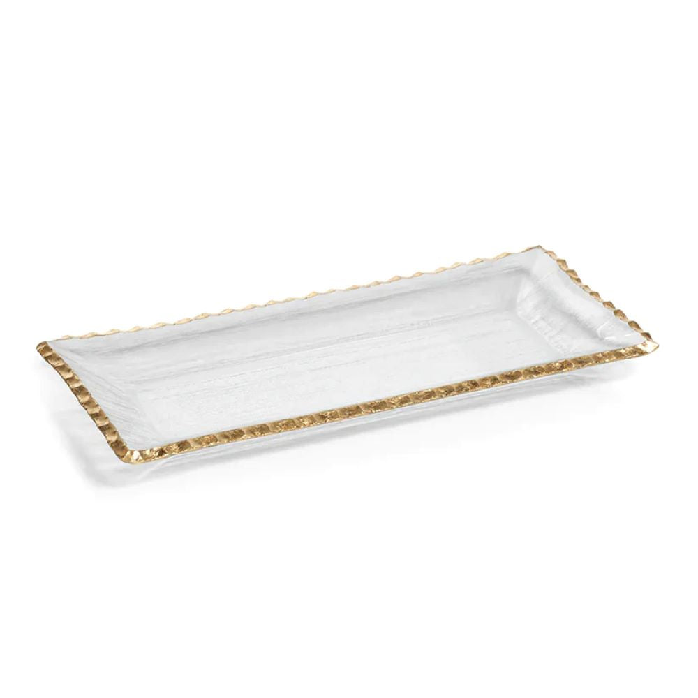 Cassiel Rectangular Tray with Jagged Gold Rim