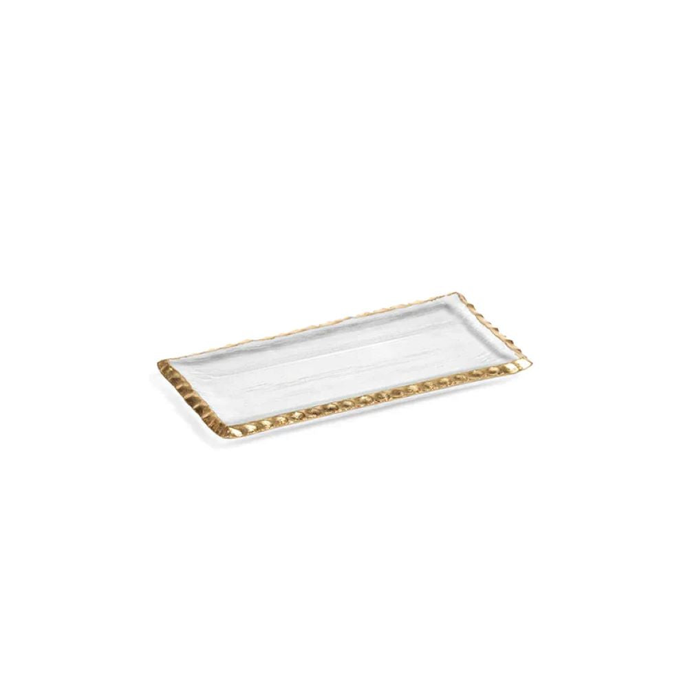 Cassiel Rectangular Tray with Jagged Gold Rim