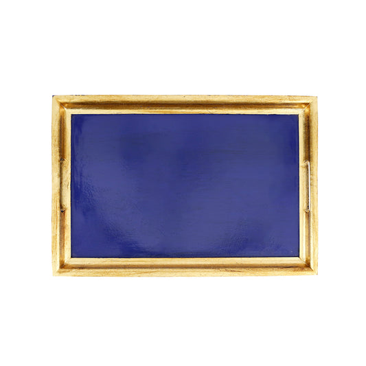 VIETRI Florentine Wooden Accessories Cobalt & Gold Medium Rectangular Tray