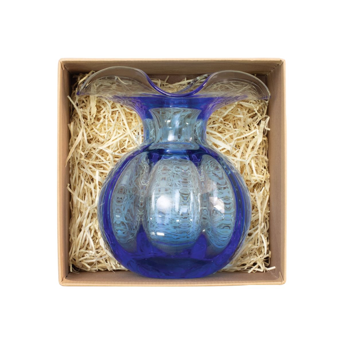 VIETRI Hibiscus Glass Cobalt Bud Vase