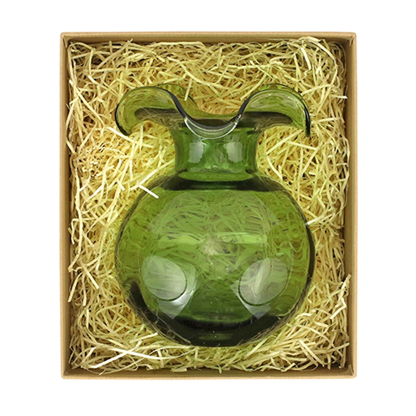 VIETRI Hibiscus Glass Dark Green Bud Vase