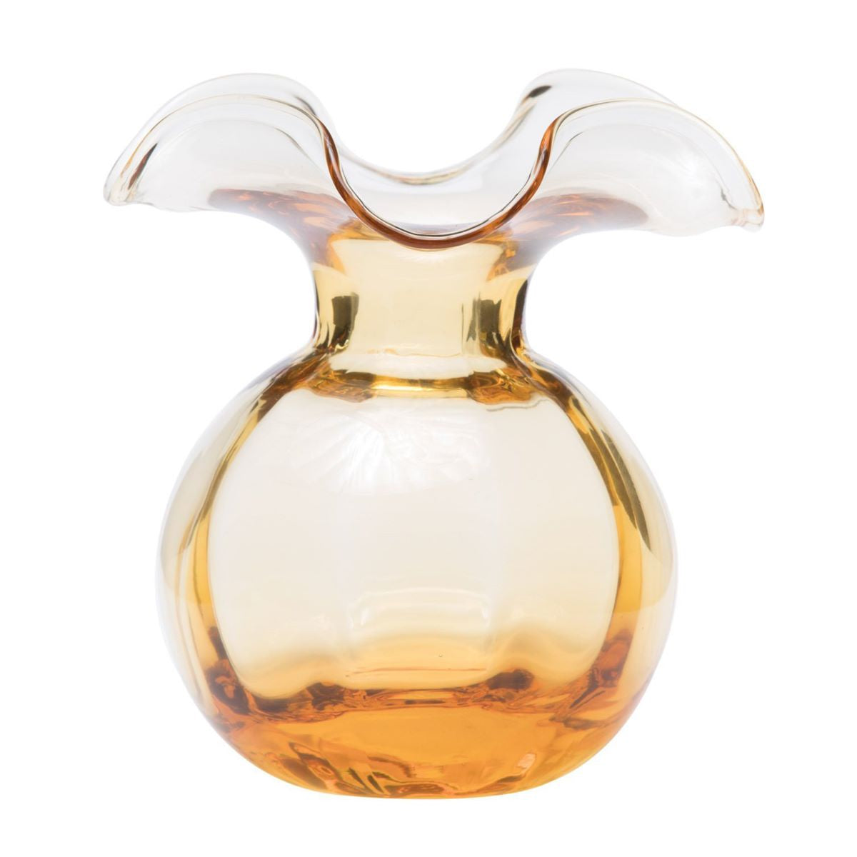 VIETRI Hibiscus Glass Amber Medium Fluted Vase