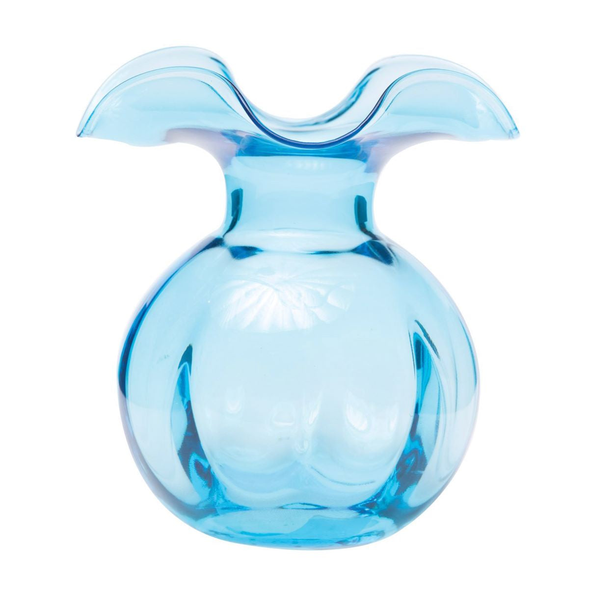 VIETRI Hibiscus Glass Aqua Medium Fluted Vase