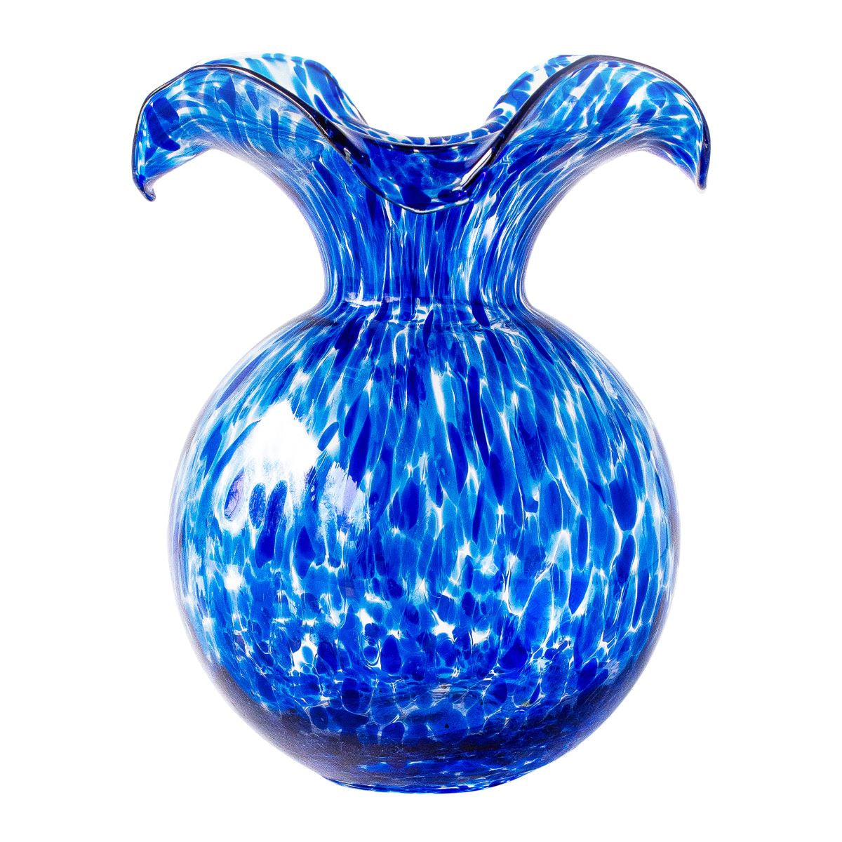VIETRI Hibiscus Glass Cobalt Tortoiseshell Medium Fluted Vase