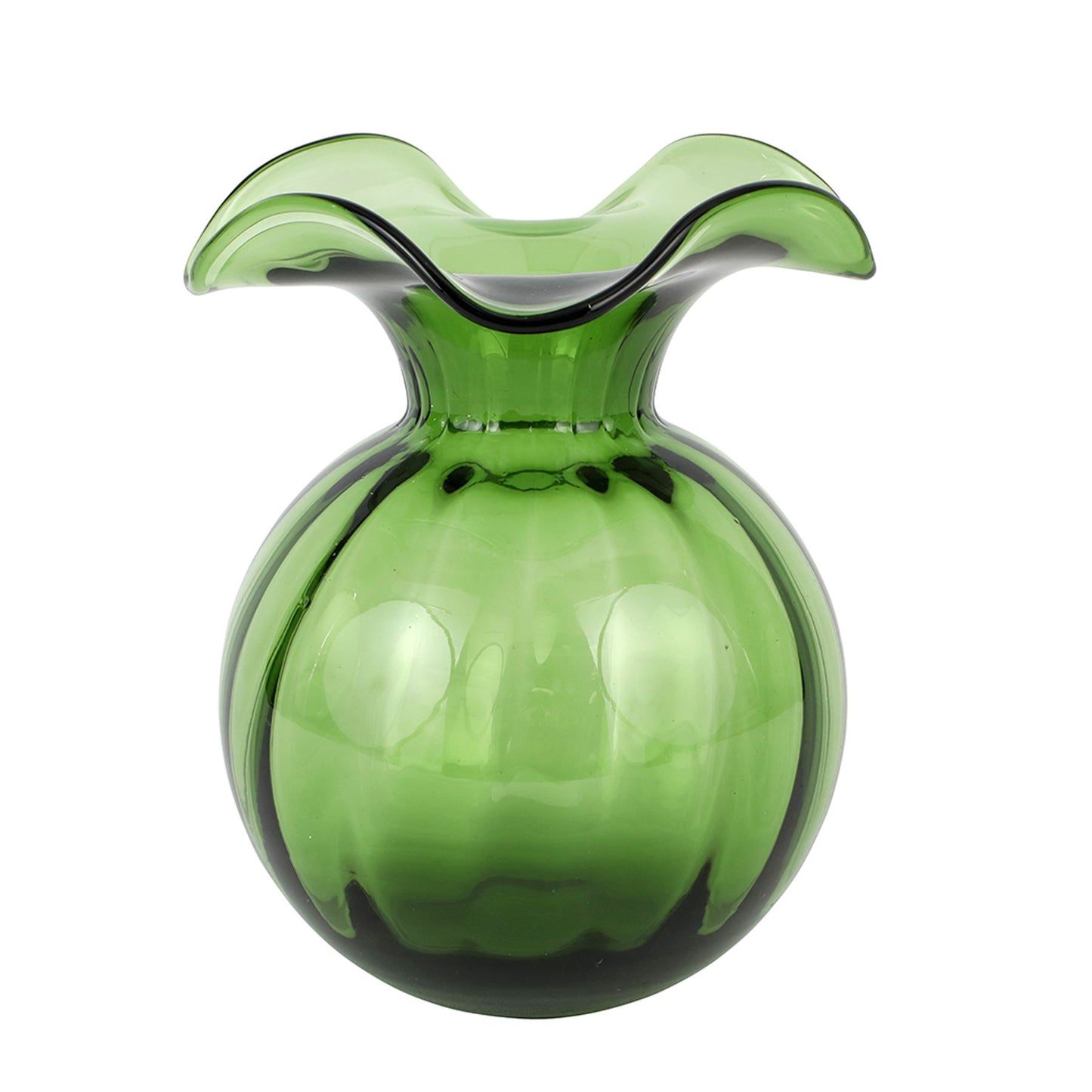 VIETRI Hibiscus Glass Dark Green Medium Fluted Vase