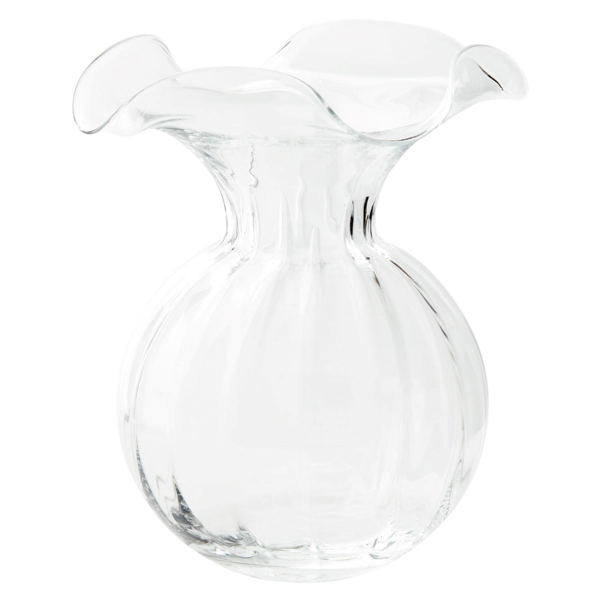 VIETRI Hibiscus Glass Clear Large Fluted Vase