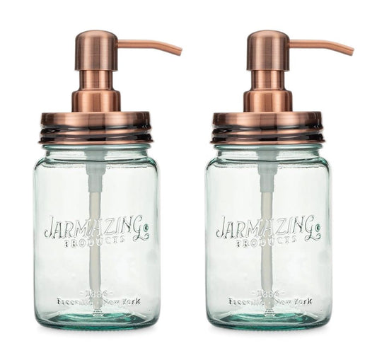 Blue Glass Mason Jars with Copper Pump