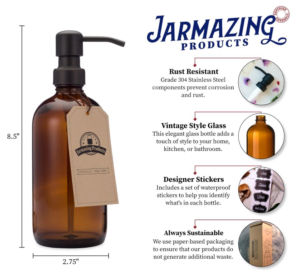 Amber Glass Bottles with Copper Dispenser