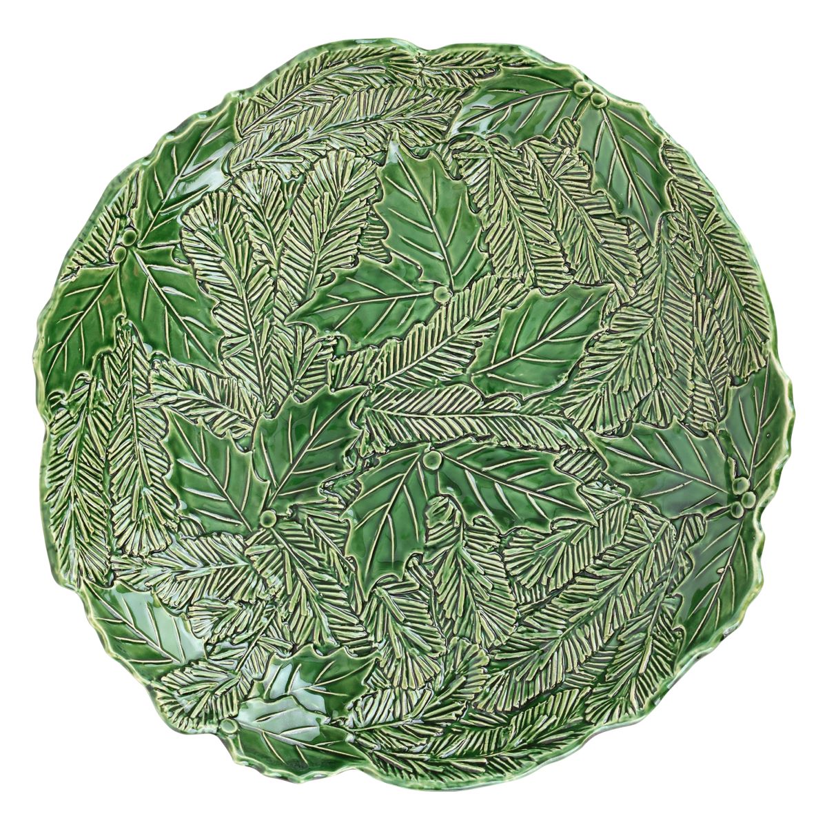 VIETRI Lastra Holiday Green Figural Shallow Bowl