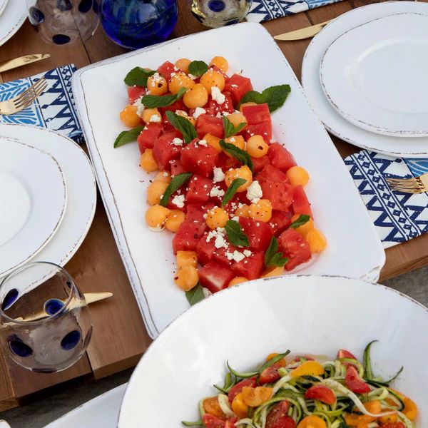 VIETRI Melamine Lastra White Rectangular Platter