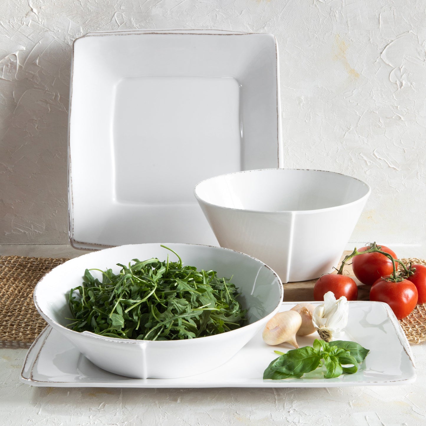 VIETRI Melamine Lastra White 4-Piece Serveware Set