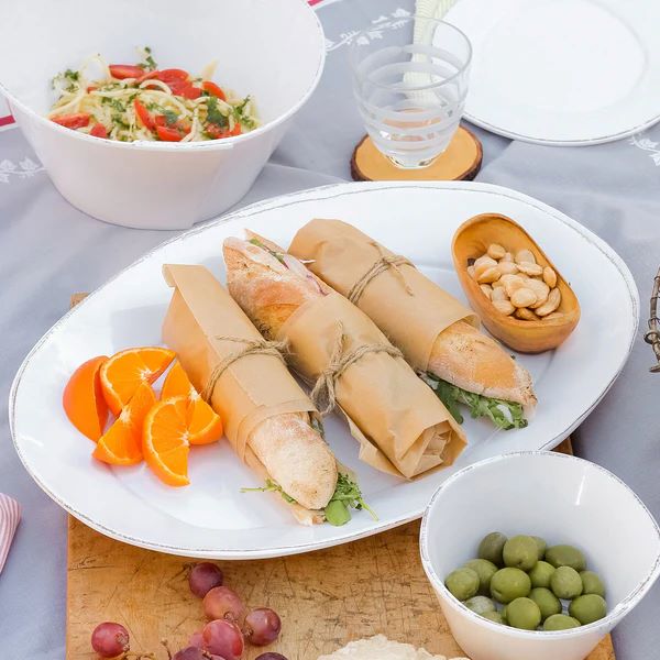 VIETRI Melamine Lastra White Oval Platter