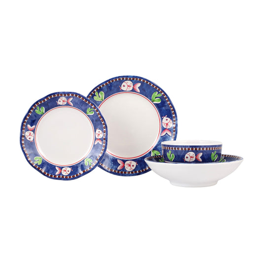 VIETRI Melamine Campagna Pesce Four-Piece Place Setting