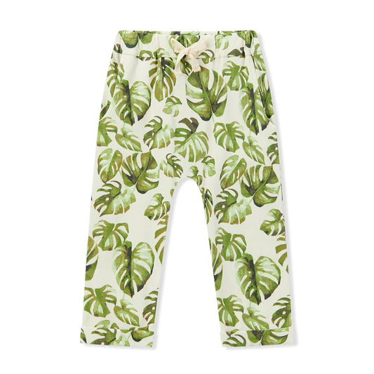 Milkbarn Island Leaf Cotton Stretch Baby Joggers