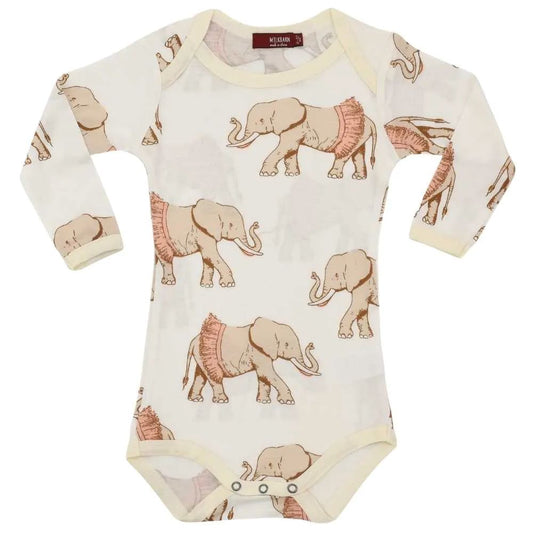 Milkbarn Tutu Elephant Bamboo Long Sleeve One Piece