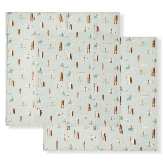 Milkbarn Vintage Surf Bamboo Muslin Burp Cloths Set