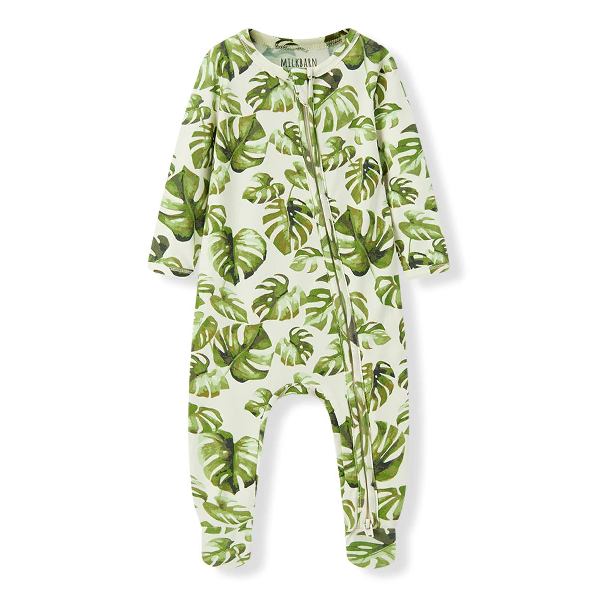 Milkbarn Cotton Stretch Zipper Footed Romper