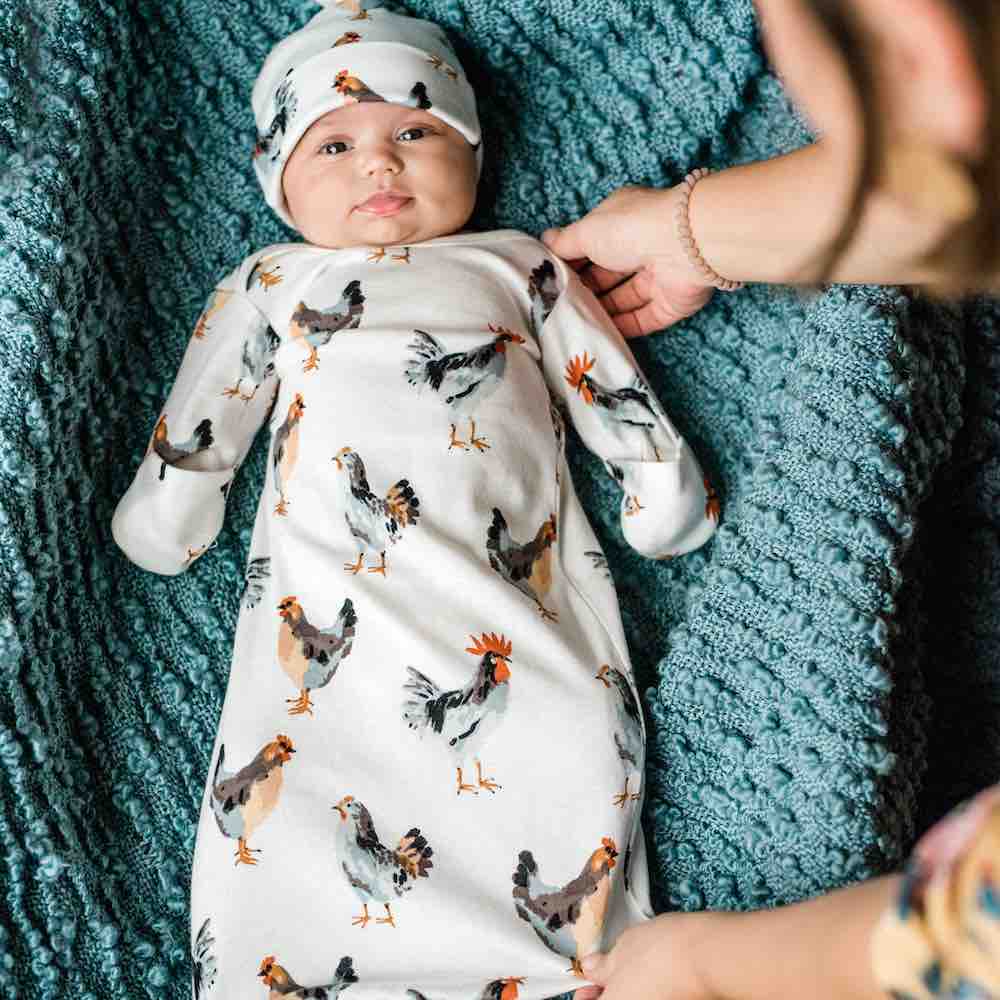 Milkbarn Organic Cotton Newborn Gown & Hat Set