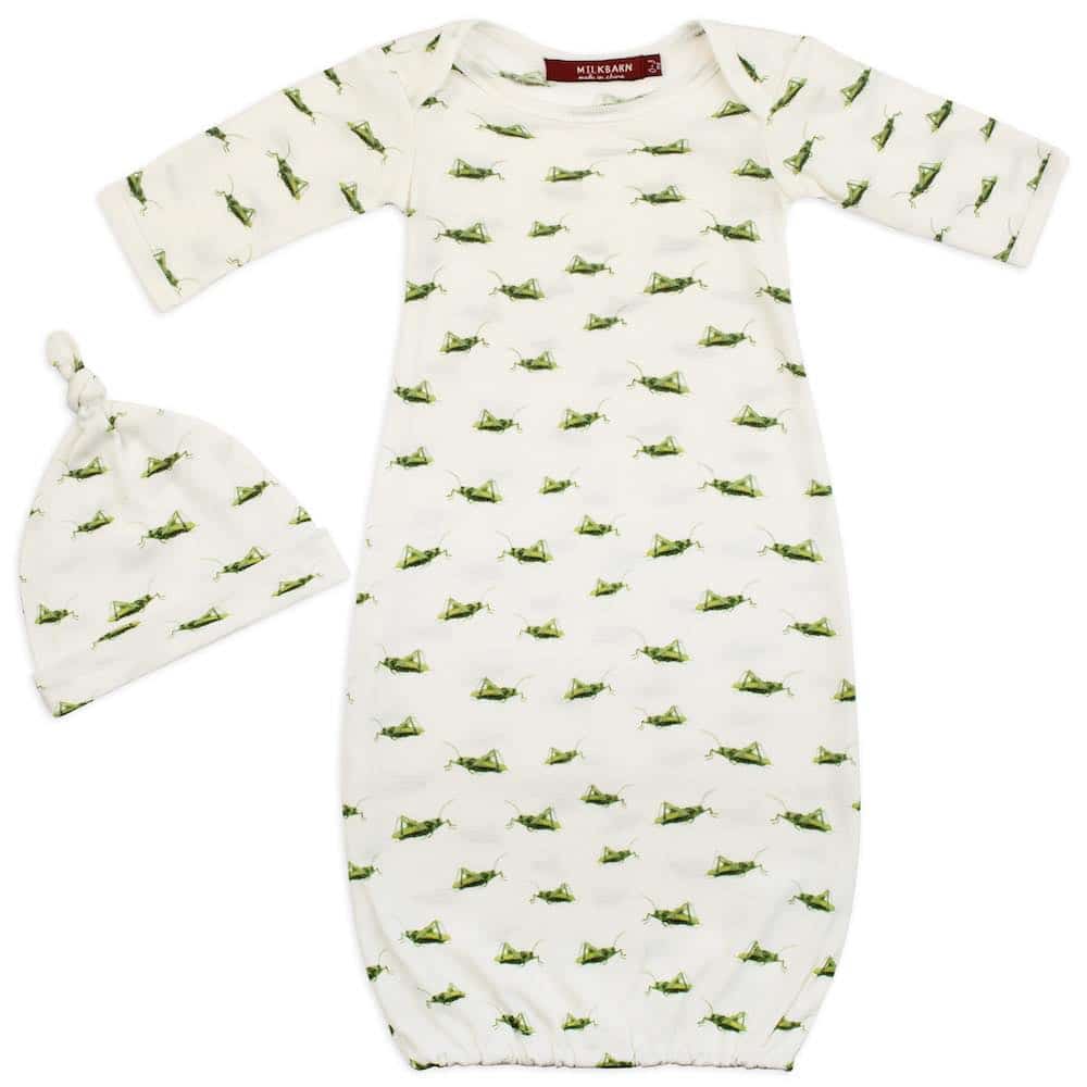 Milkbarn Organic Cotton Newborn Gown & Hat Set