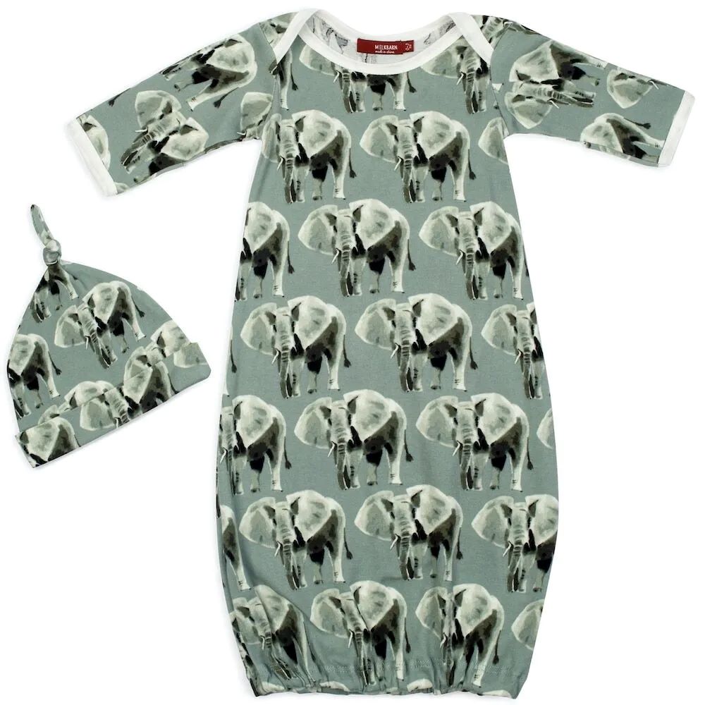 Milkbarn Organic Cotton Newborn Gown & Hat Set