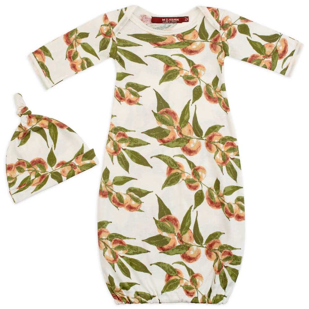 Milkbarn Organic Cotton Newborn Gown & Hat Set