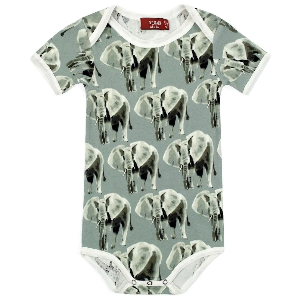 Milkbarn Grey Elephant Organic Cotton One Piece
