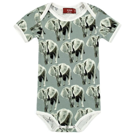 Milkbarn Grey Elephant Organic Cotton One Piece