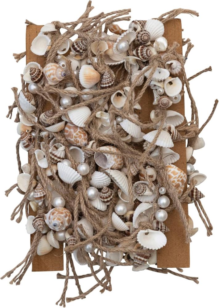 Mixed Shell Garland with Beads & Jute Tassels