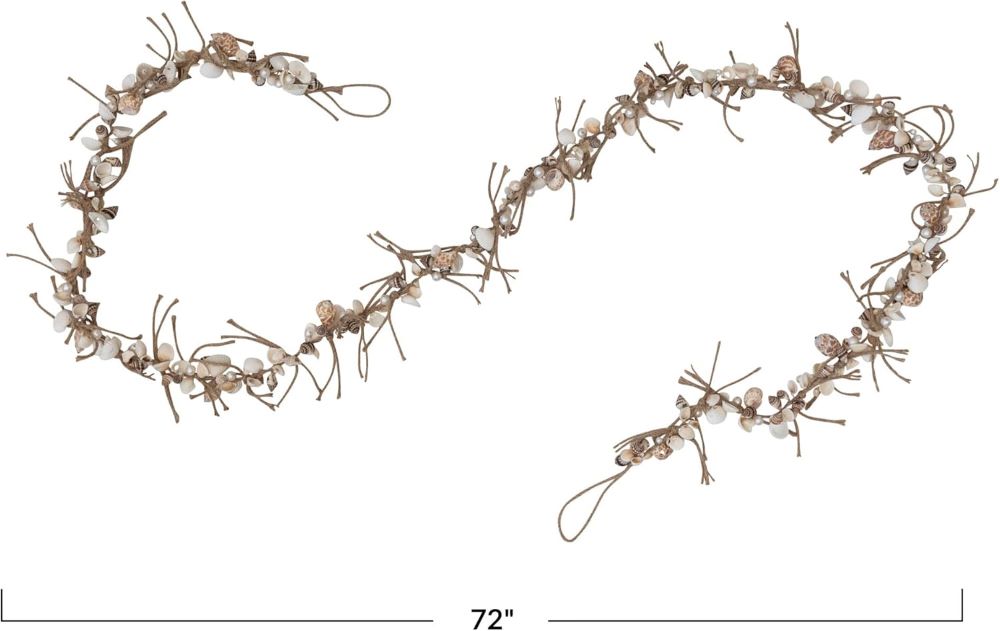 Mixed Shell Garland with Beads & Jute Tassels