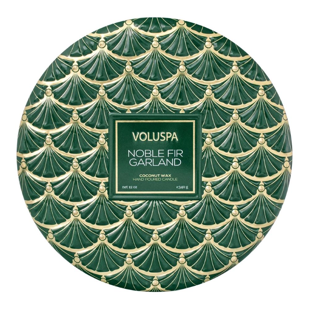 Voluspa Noble Fir Garland 3 Wick Tin Candle