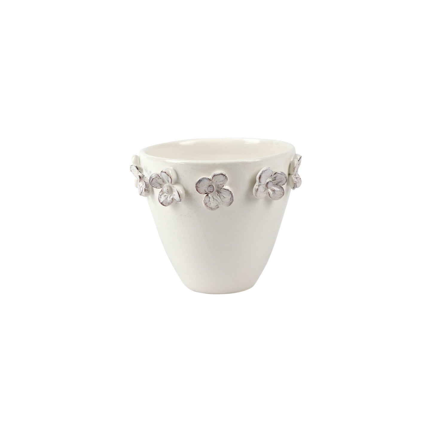 VIETRI Rustic Garden White Flower Small Cachepot