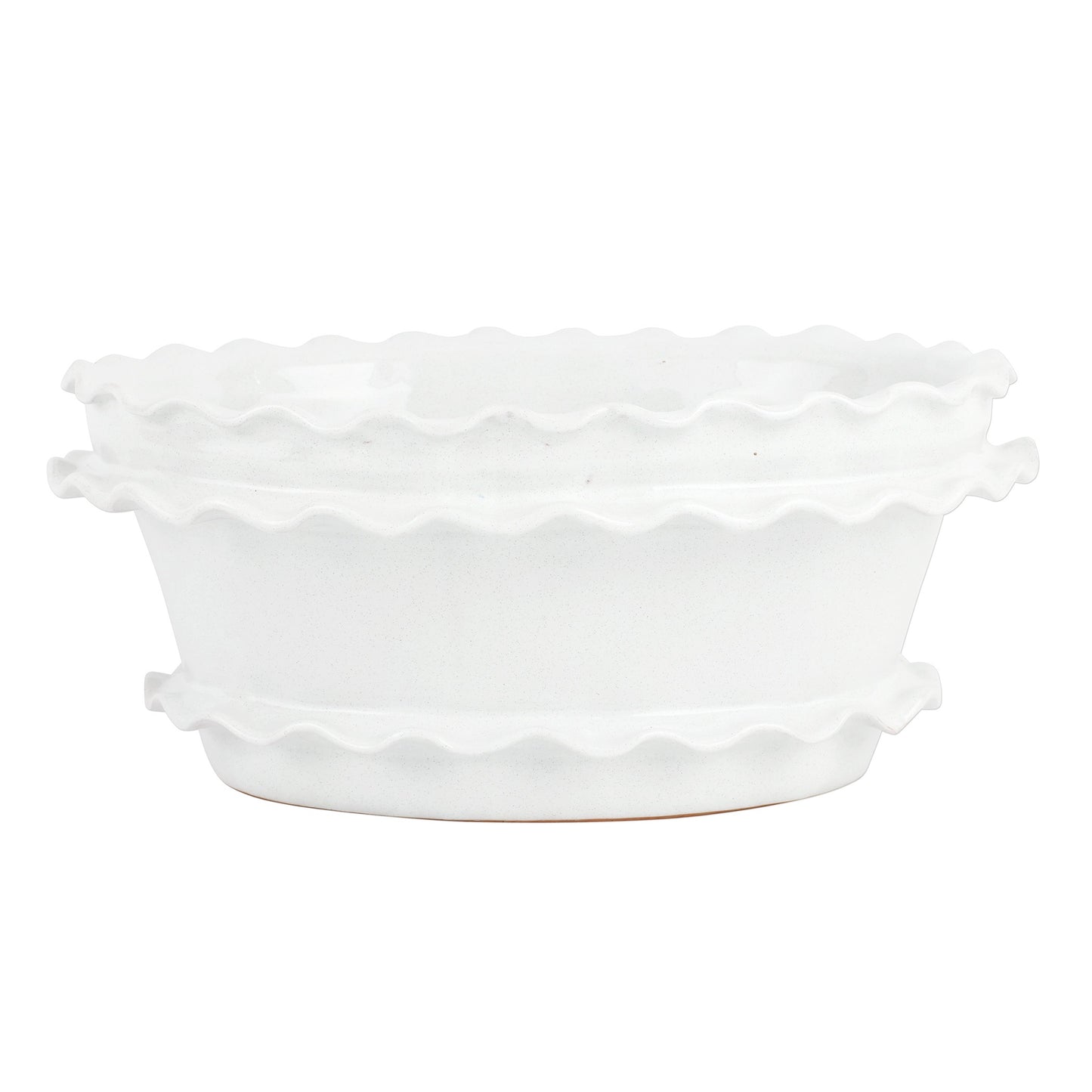 VIETRI Rustic Garden White Ruffle Oval Planter