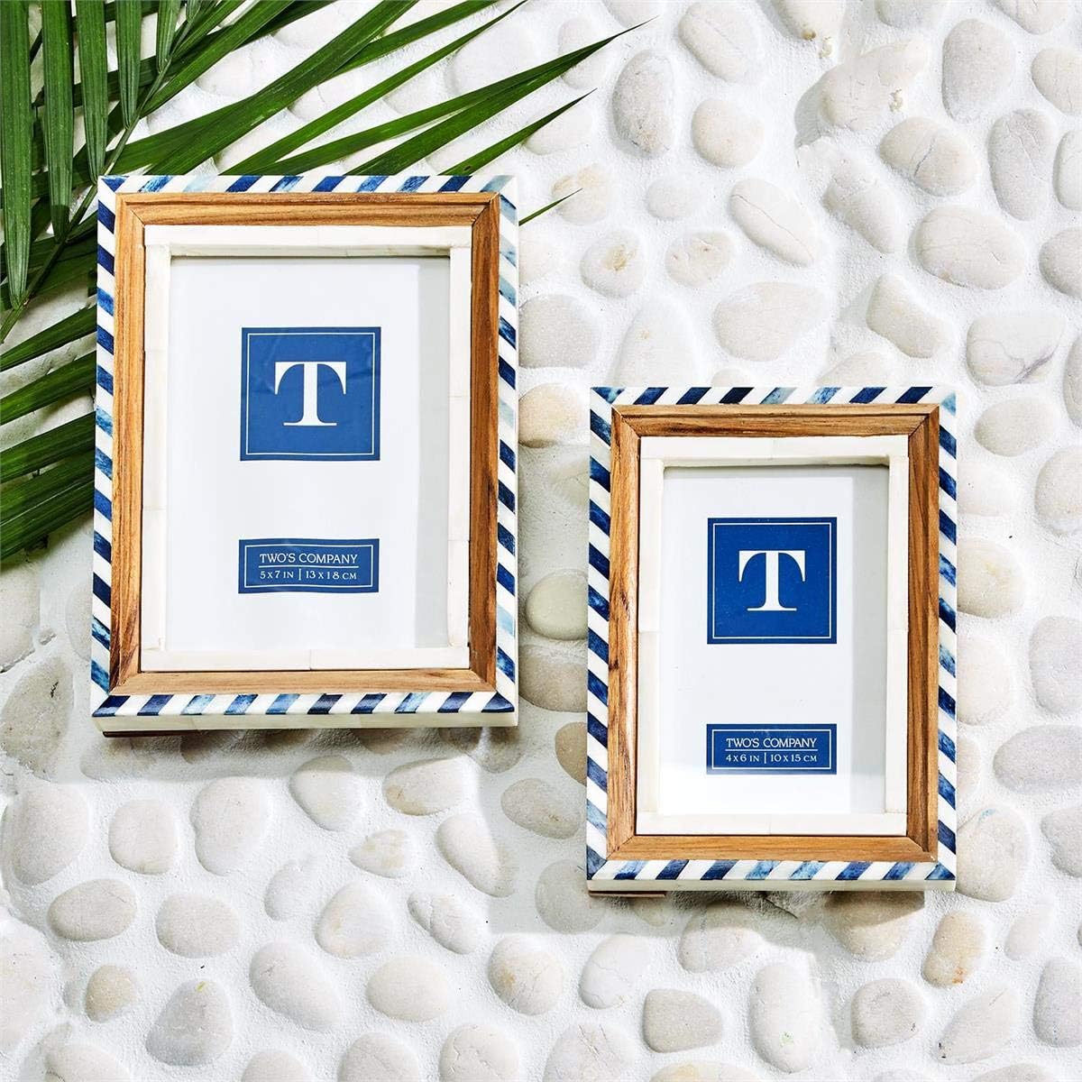 Santorini Blue and White Bone Border Photo Frame