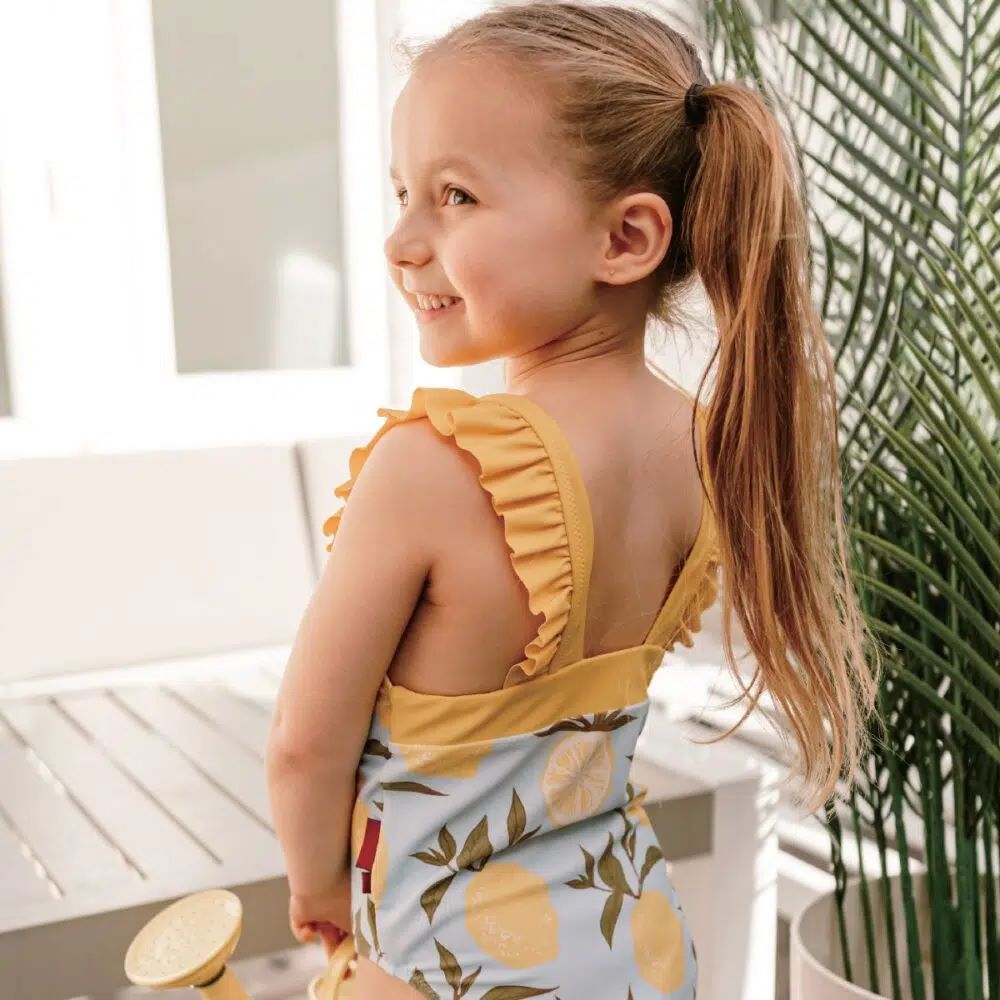 Milkbarn Ruffle Square Neck One Piece Swimsuit