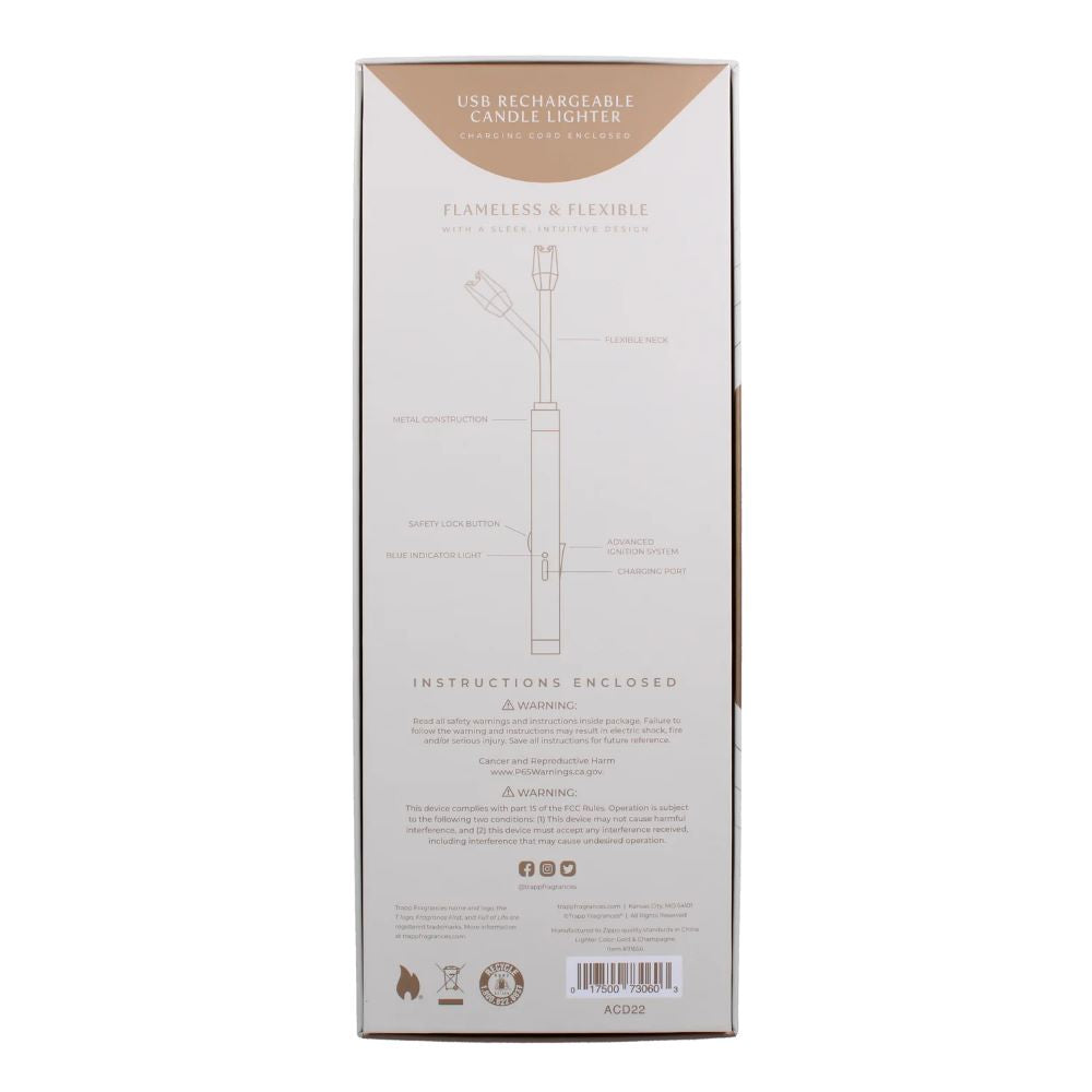 Trapp Cream & Gold USB Candle Lighter