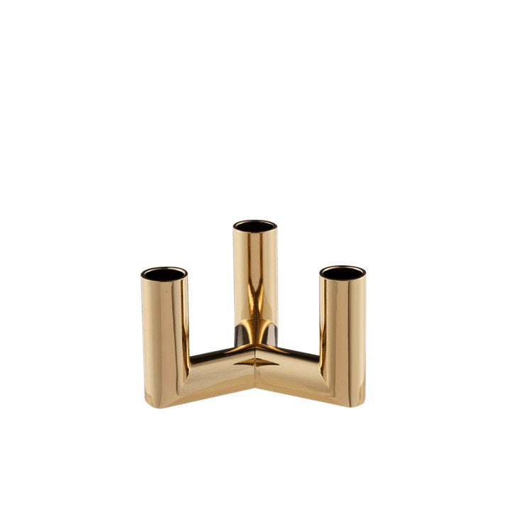 Uyuni Warm Brass 3-Arm Matrix Mini Taper Candleholder