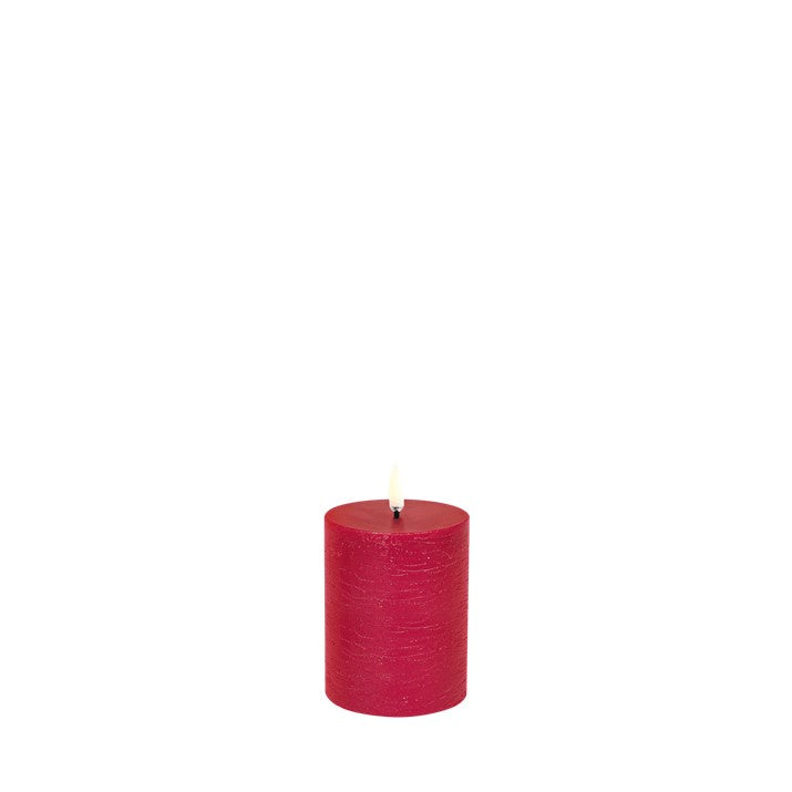 Uyuni Carmine Red Rustic Pillar Candle