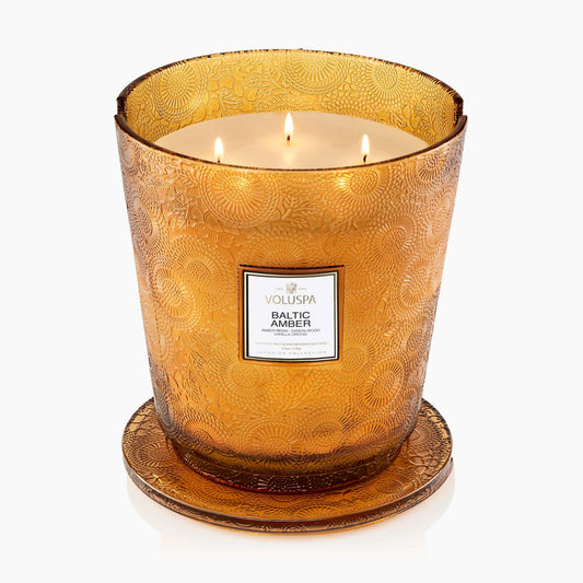 Voluspa Baltic Amber 5 Wick Glass Hearth Candle
