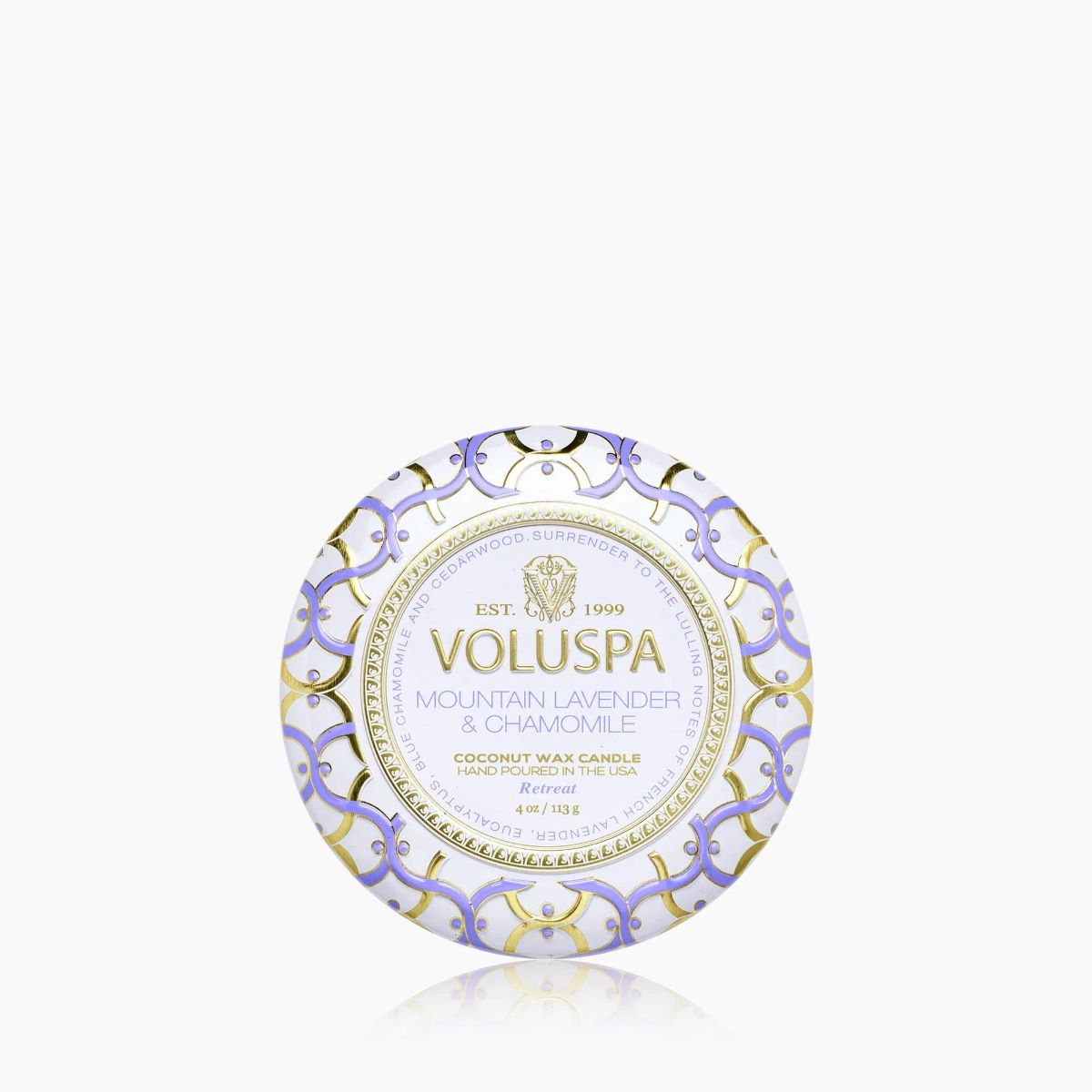Voluspa Mountain Lavender & Chamomile Mini Tin Candle