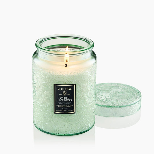 Voluspa White Cypress Large Jar Candle