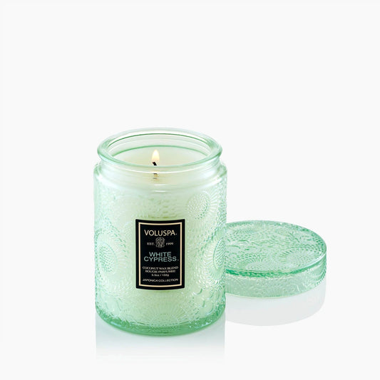 Voluspa White Cypress Small Jar Candle
